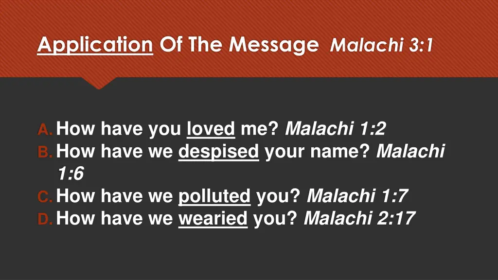 application of the message malachi 3 1 4