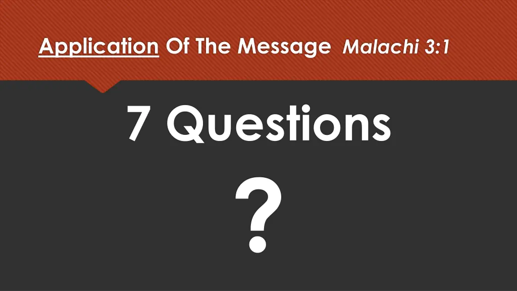 application of the message malachi 3 1