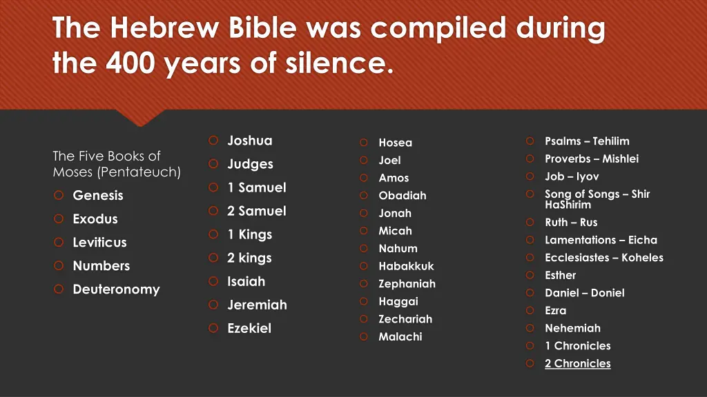 the hebrew bible was compiled during 1