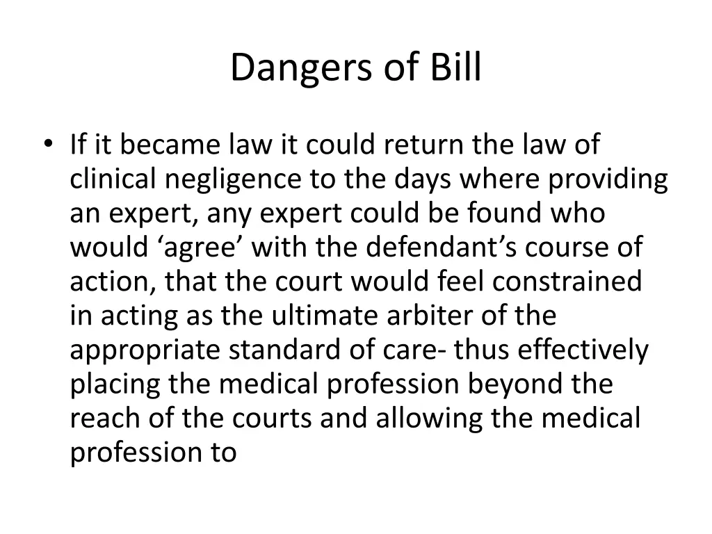 dangers of bill