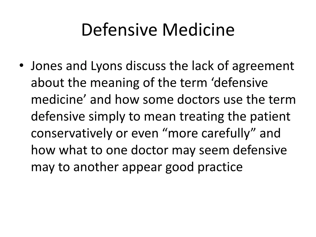defensive medicine 1