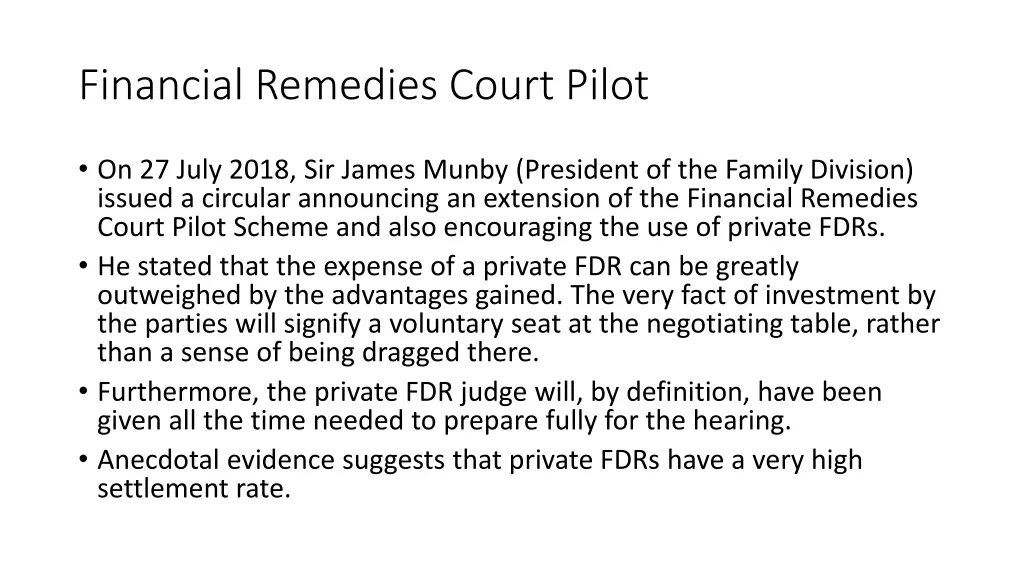 financial remedies court pilot