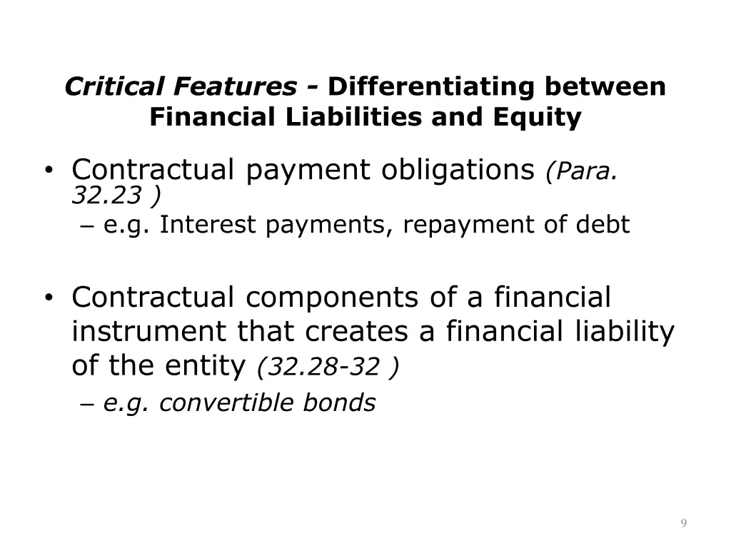 critical features differentiating between