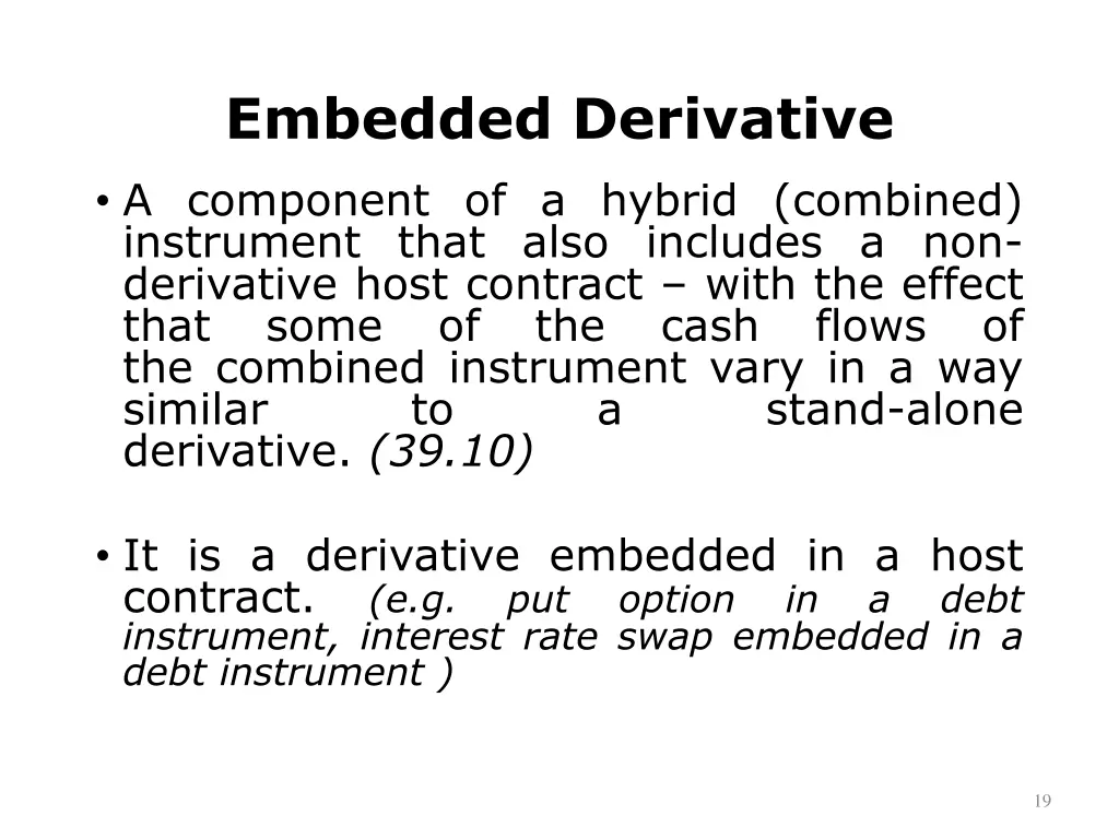 embedded derivative a component of a hybrid
