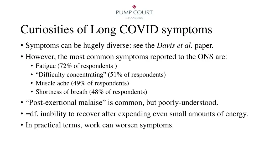 curiosities of long covid symptoms