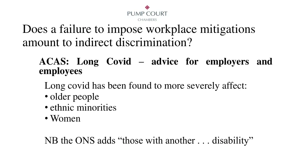 does a failure to impose workplace mitigations