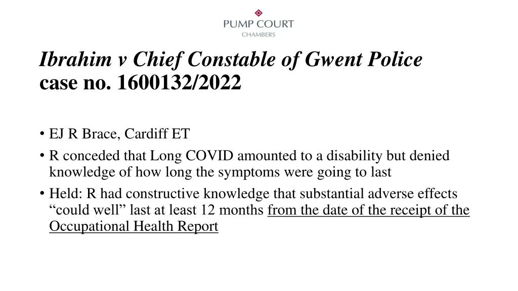 ibrahim v chief constable of gwent police case