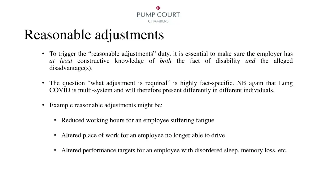 reasonable adjustments