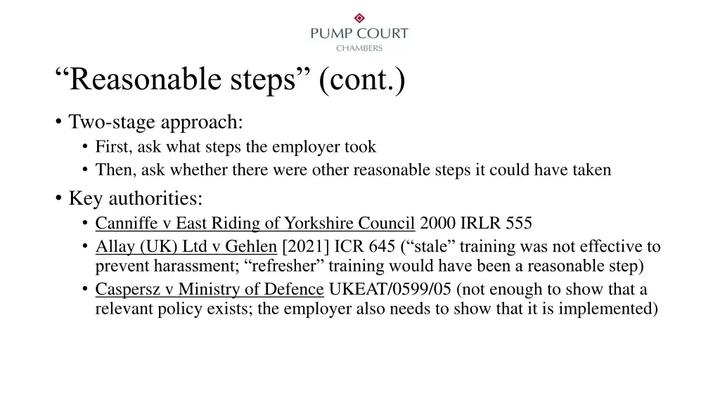 reasonable steps cont