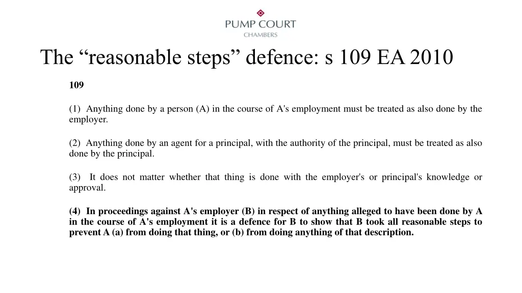 the reasonable steps defence s 109 ea 2010