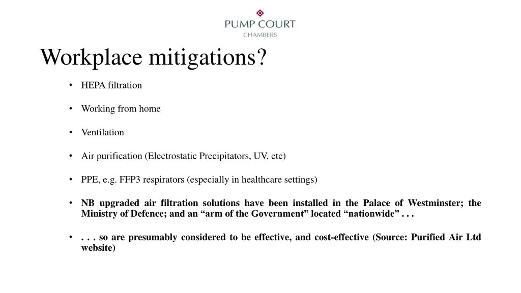 workplace mitigations
