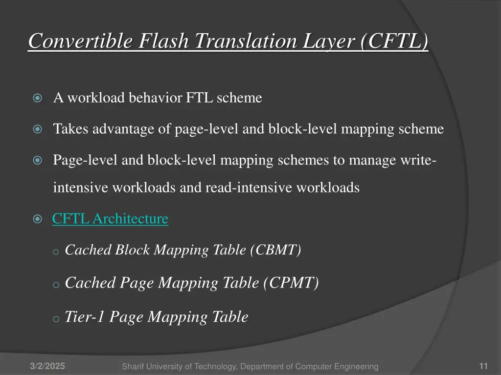 convertible flash translation layer cftl