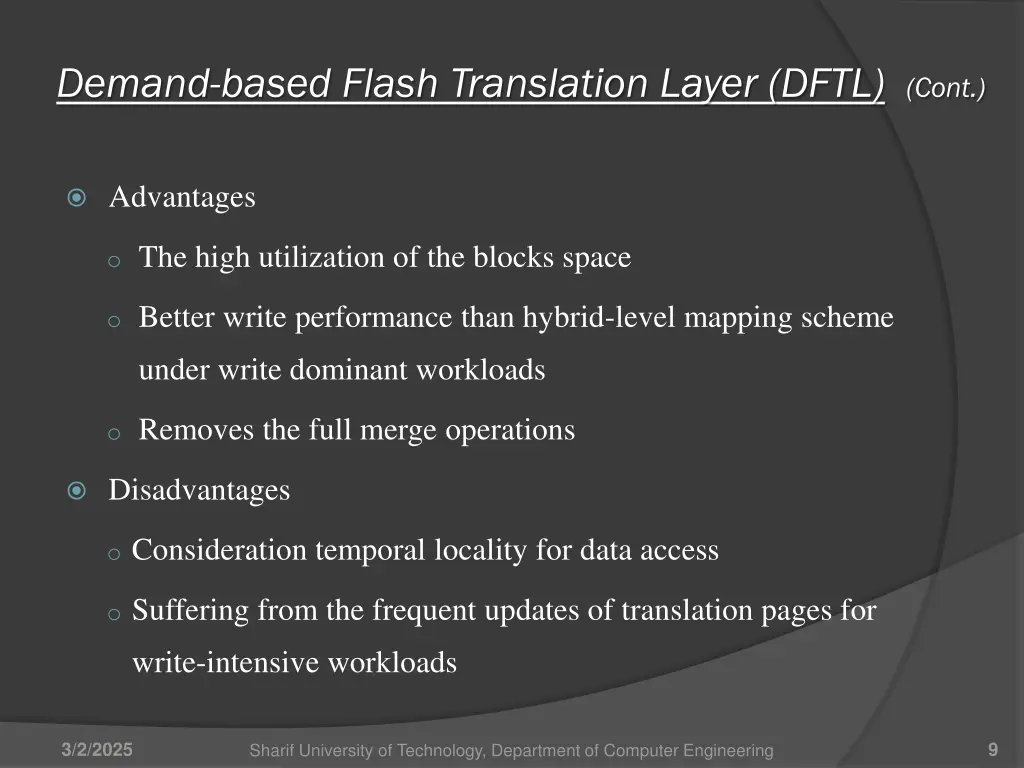 demand based flash translation layer dftl cont