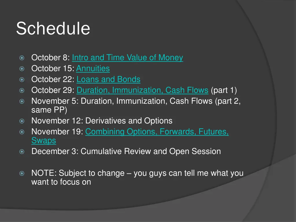 schedule