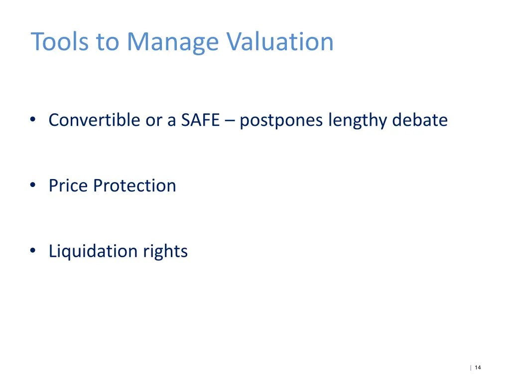 tools to manage valuation