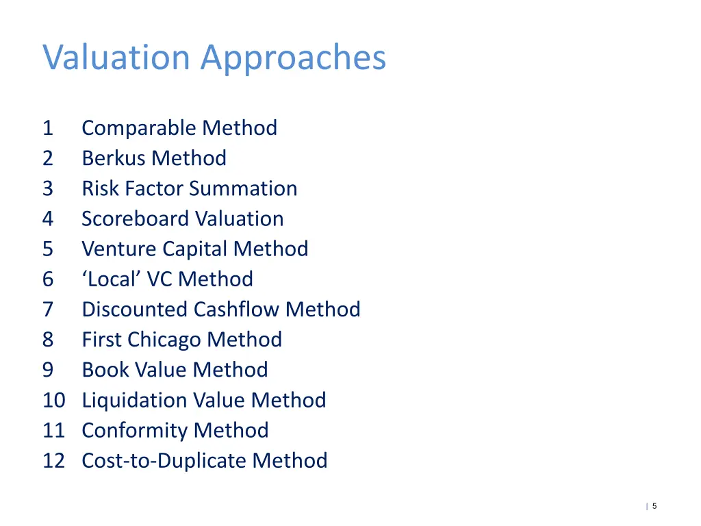 valuation approaches