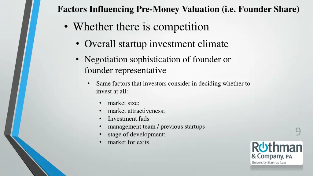 factors influencing pre money valuation