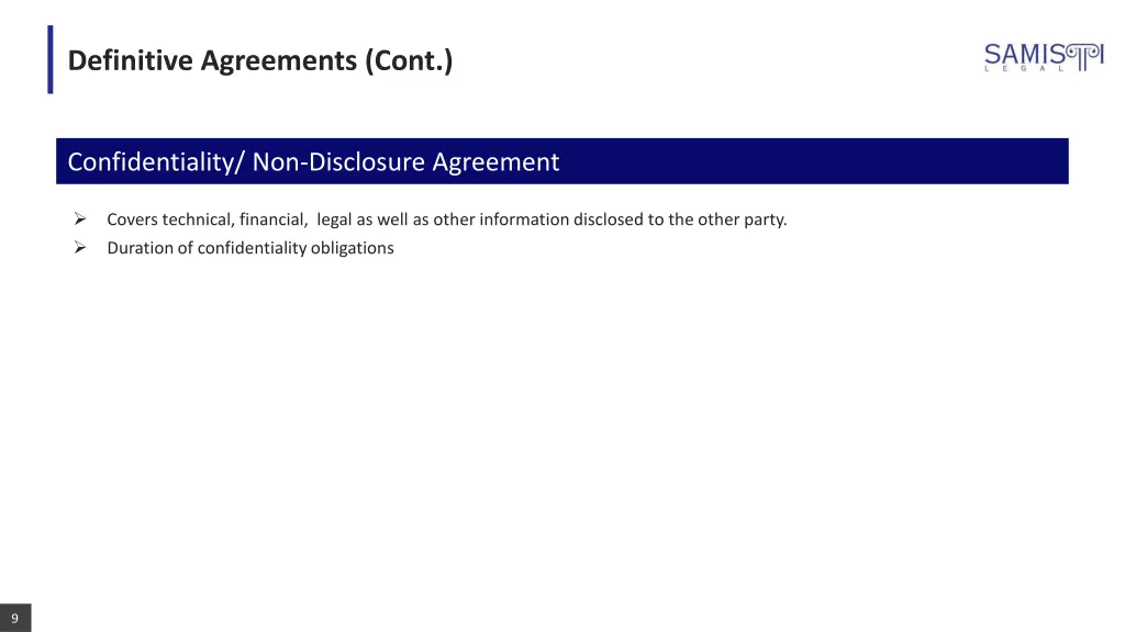 definitive agreements cont