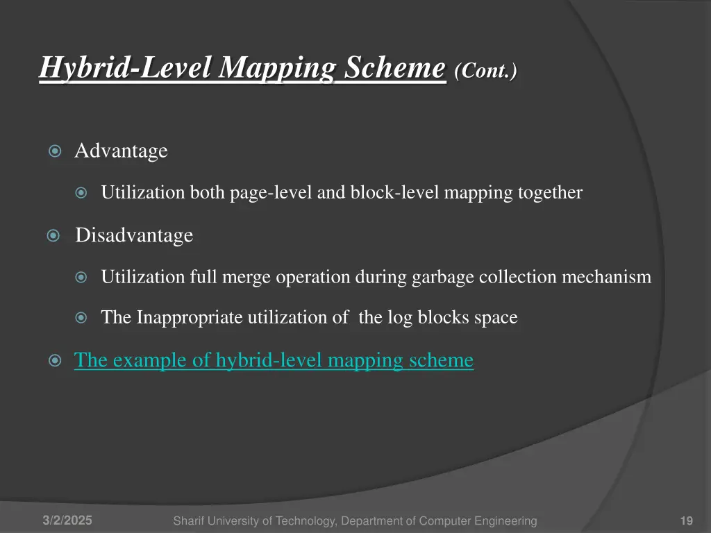 hybrid level mapping scheme cont
