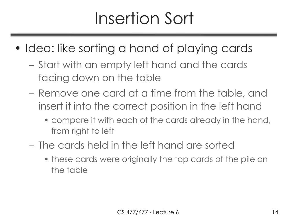 insertion sort