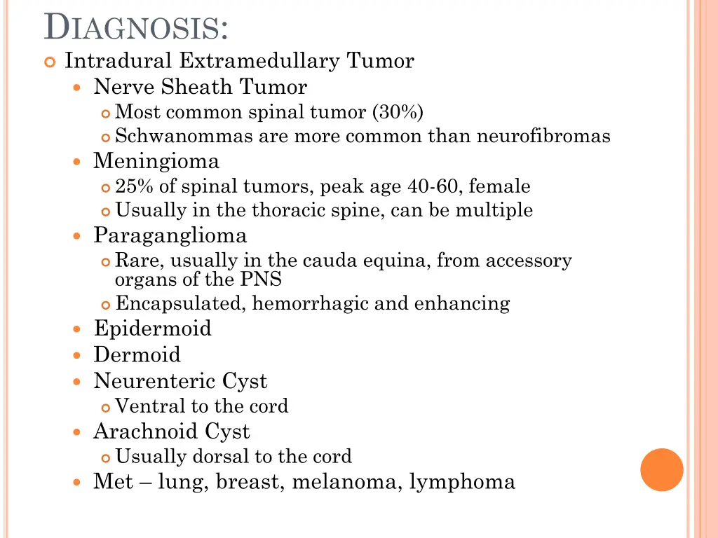 d iagnosis intradural extramedullary tumor nerve