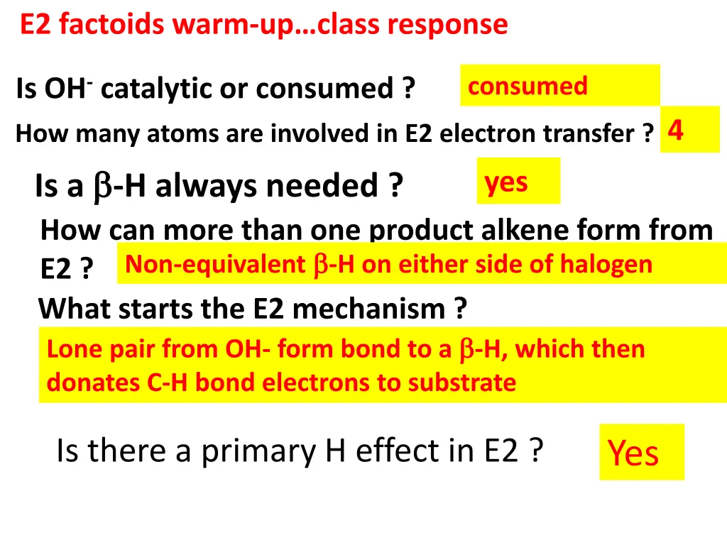 e2 factoids warm up class response