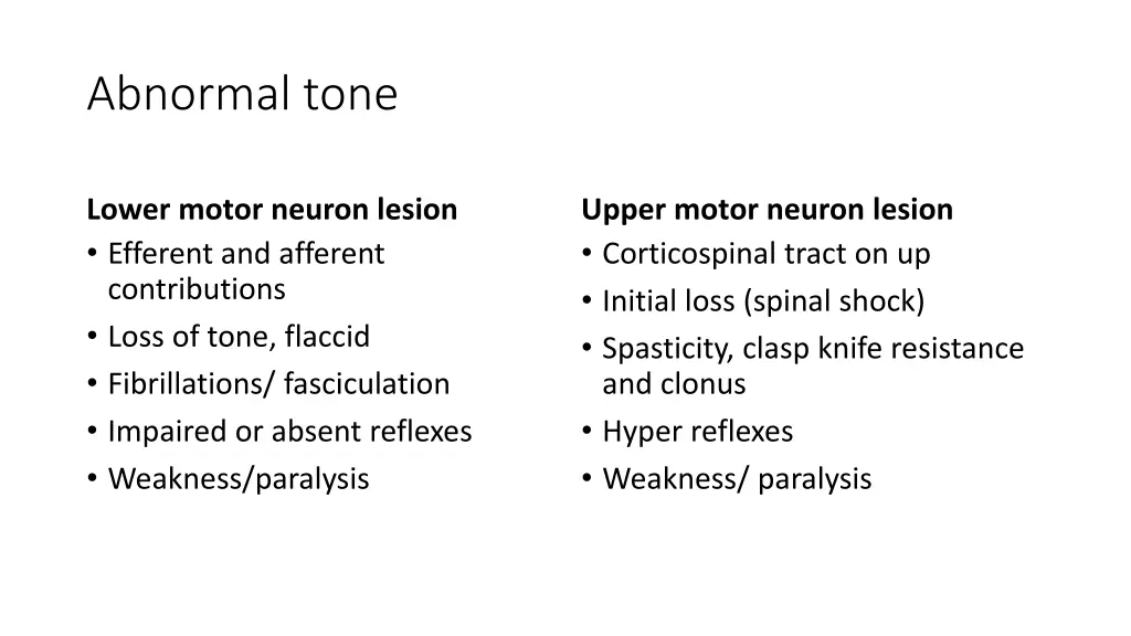 abnormal tone