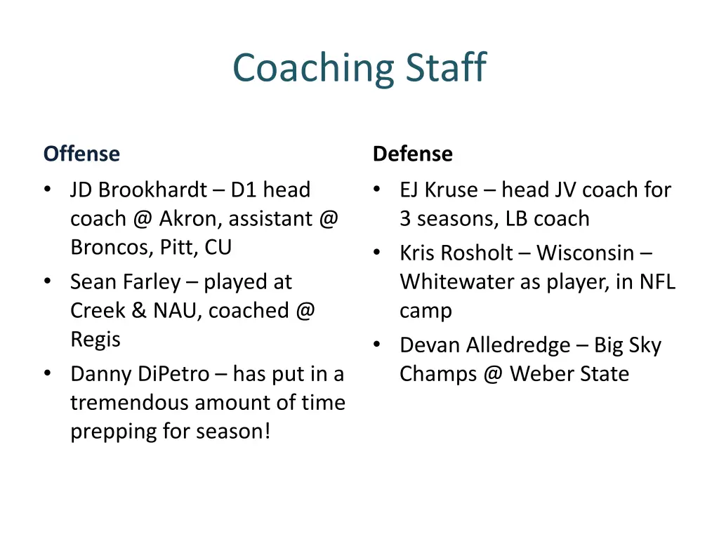 coaching staff