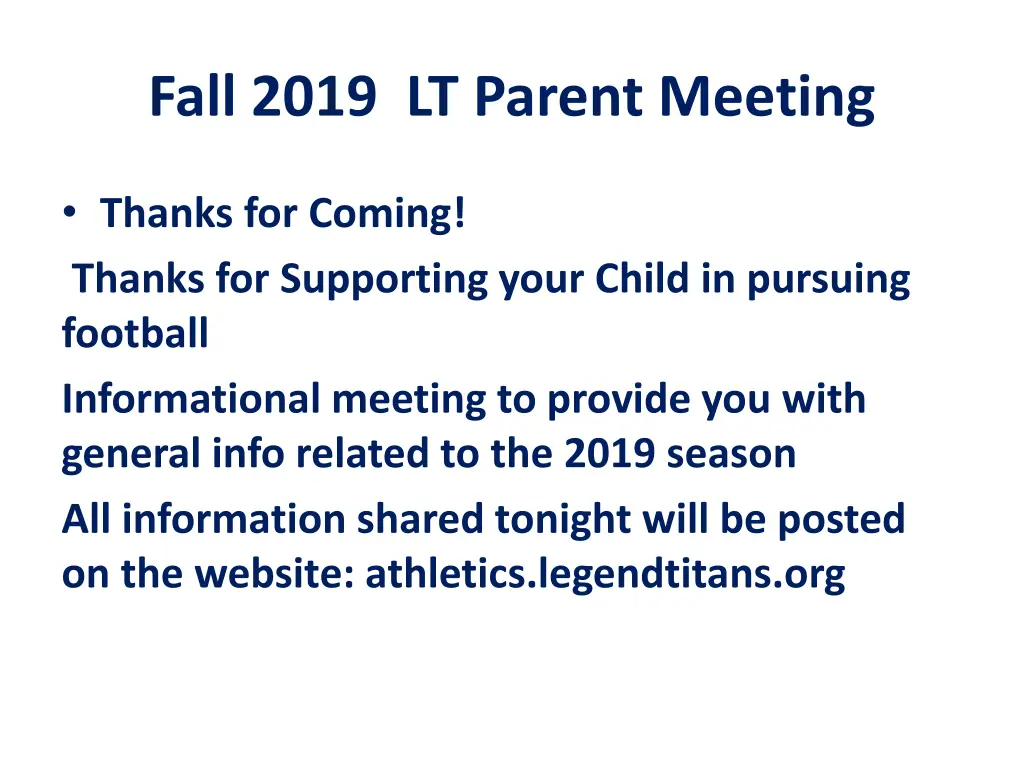 fall 2019 lt parent meeting