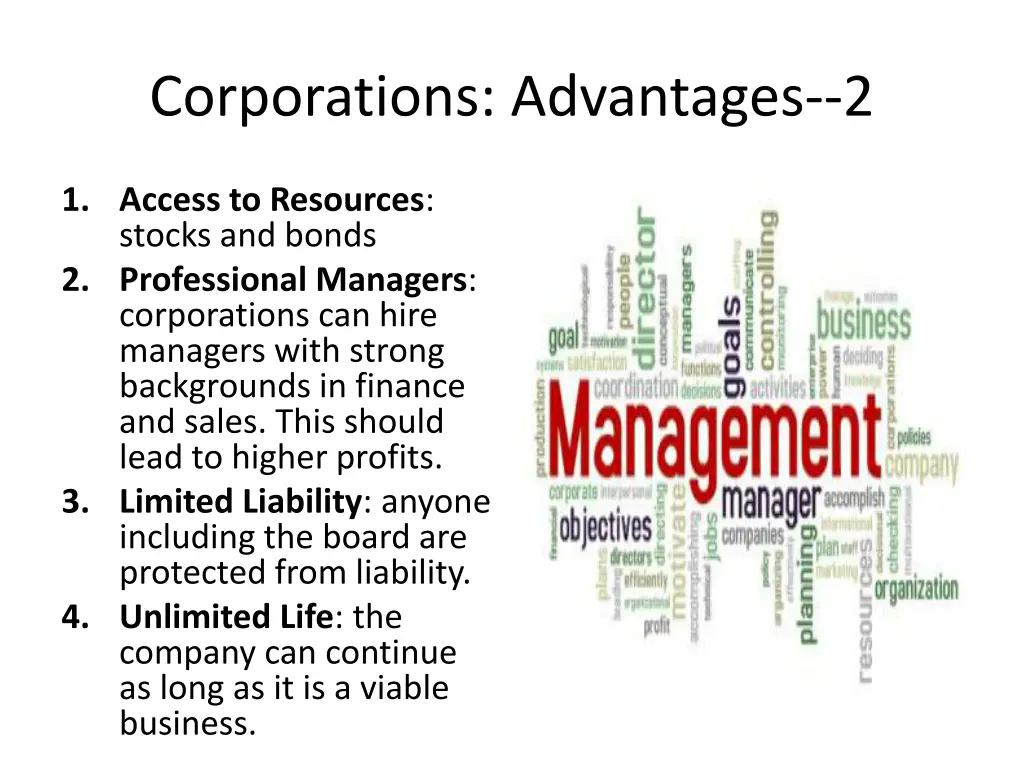 corporations advantages 2