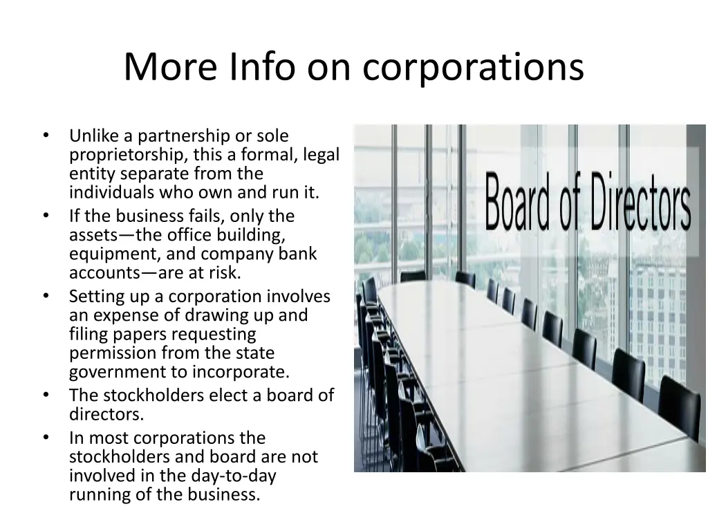more info on corporations