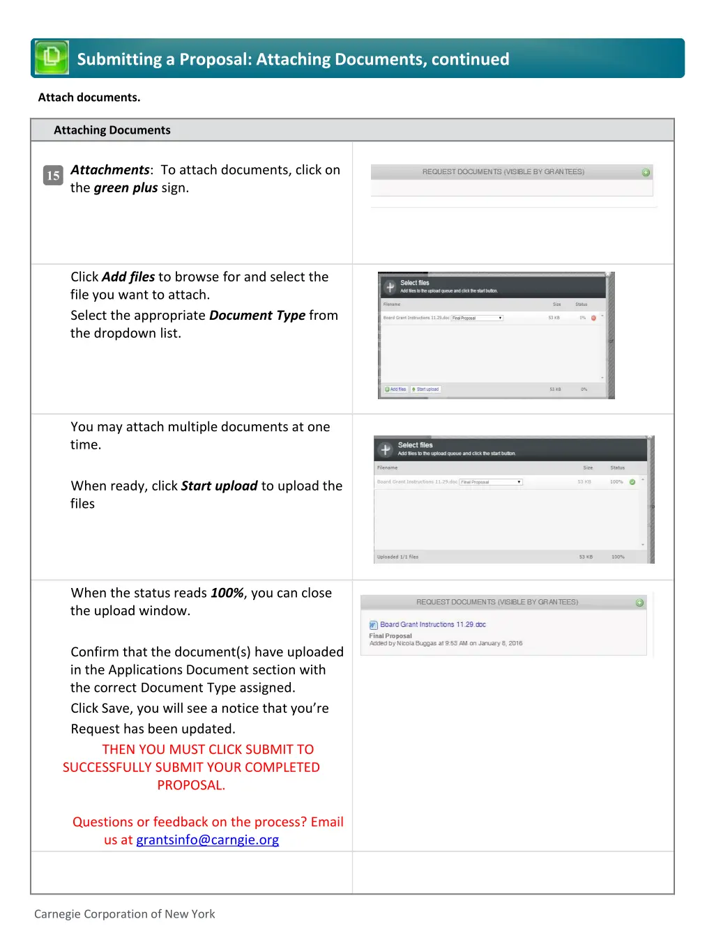 submitting a proposal attaching documents