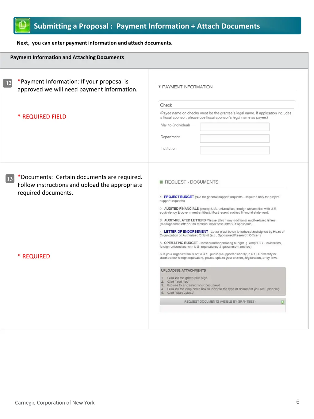 submitting a proposal payment information attach