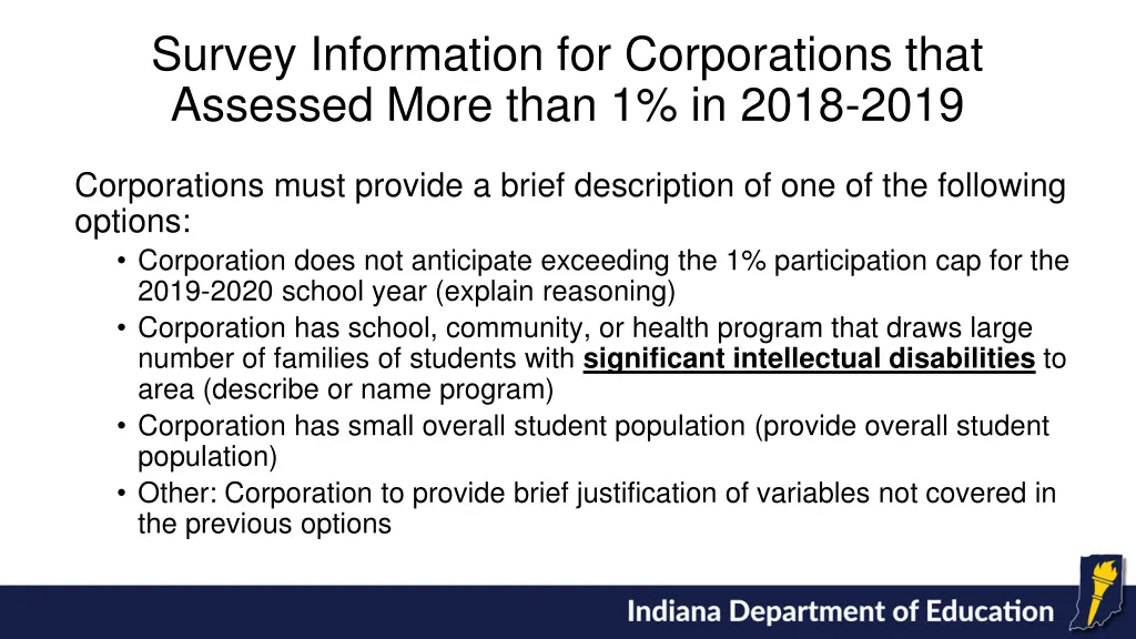 survey information for corporations that assessed
