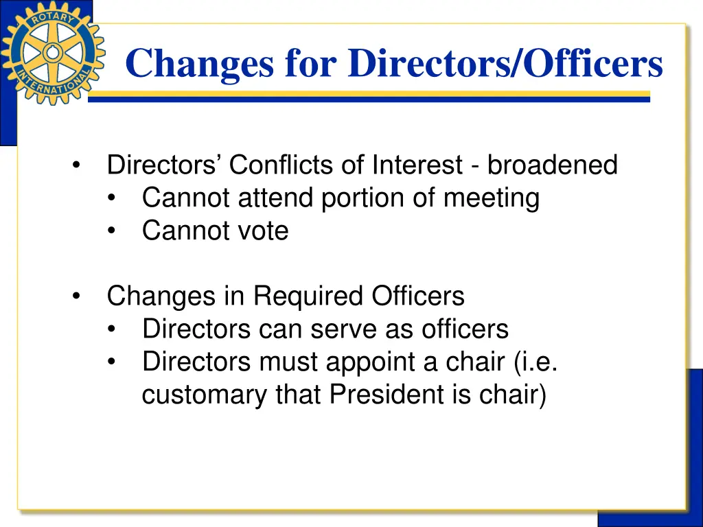 changes for directors officers 2