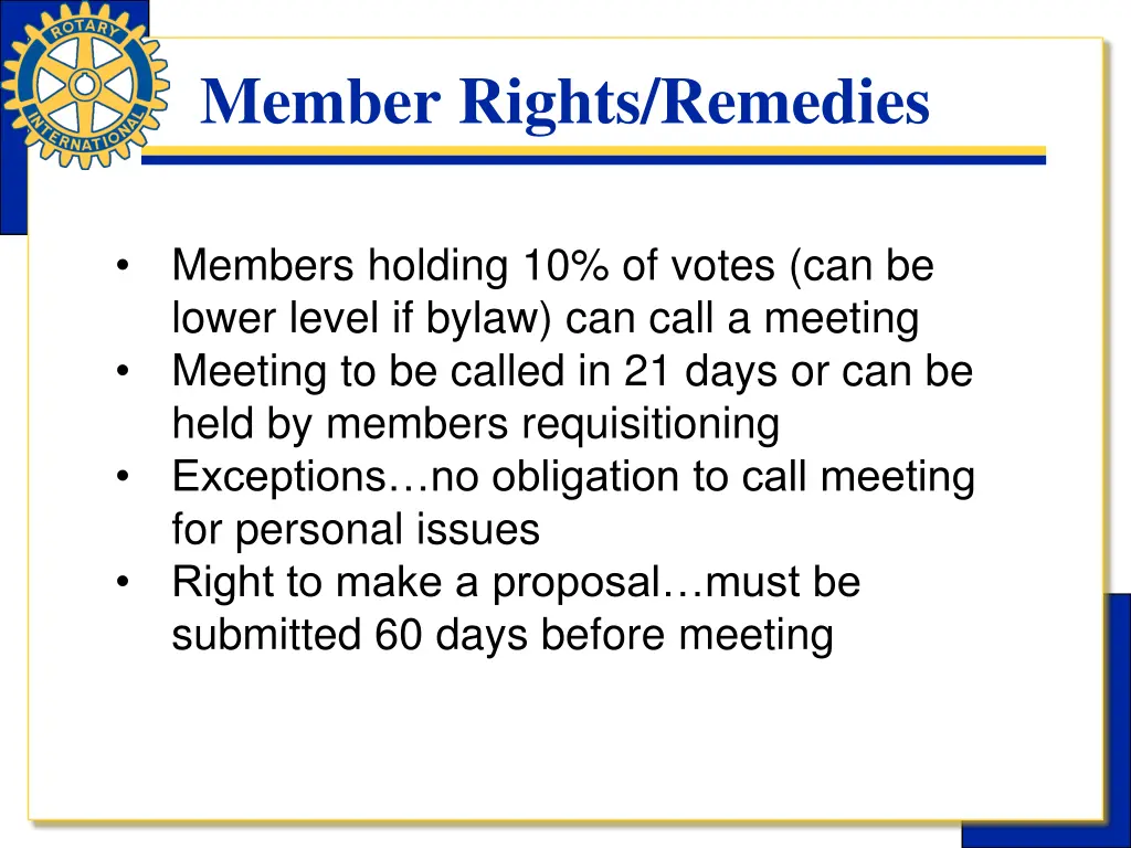 member rights remedies 2
