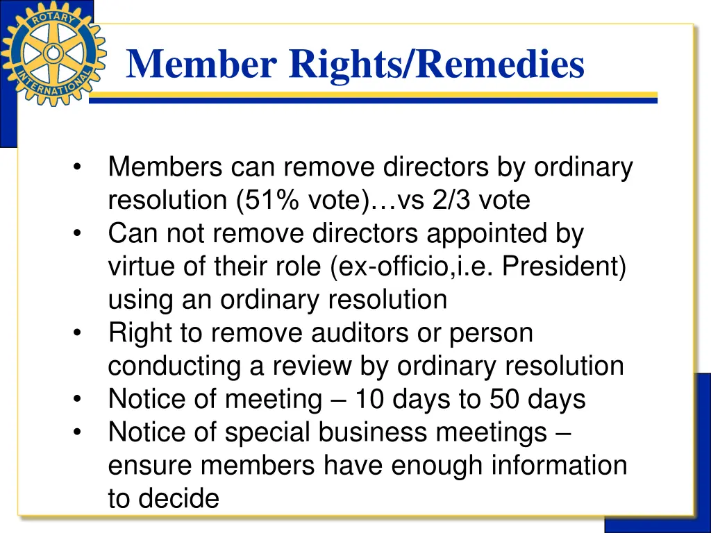 member rights remedies
