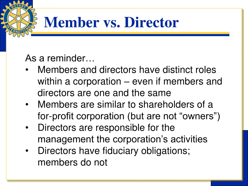 member vs director