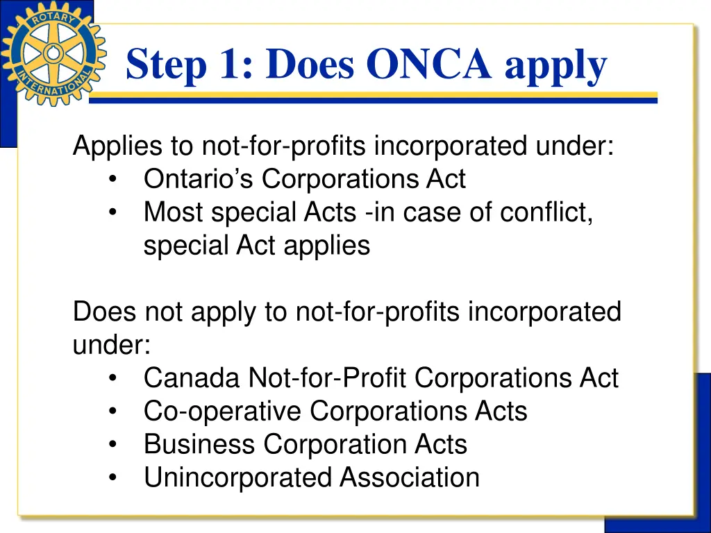 step 1 does onca apply
