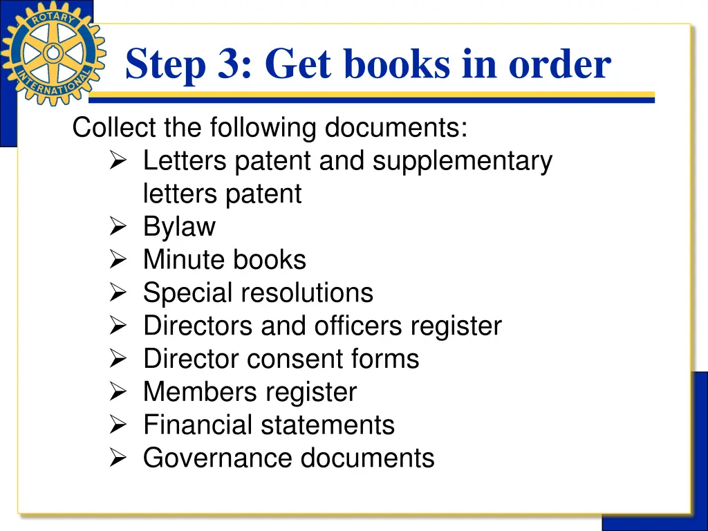 step 3 get books in order