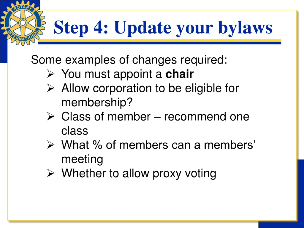 step 4 update your bylaws