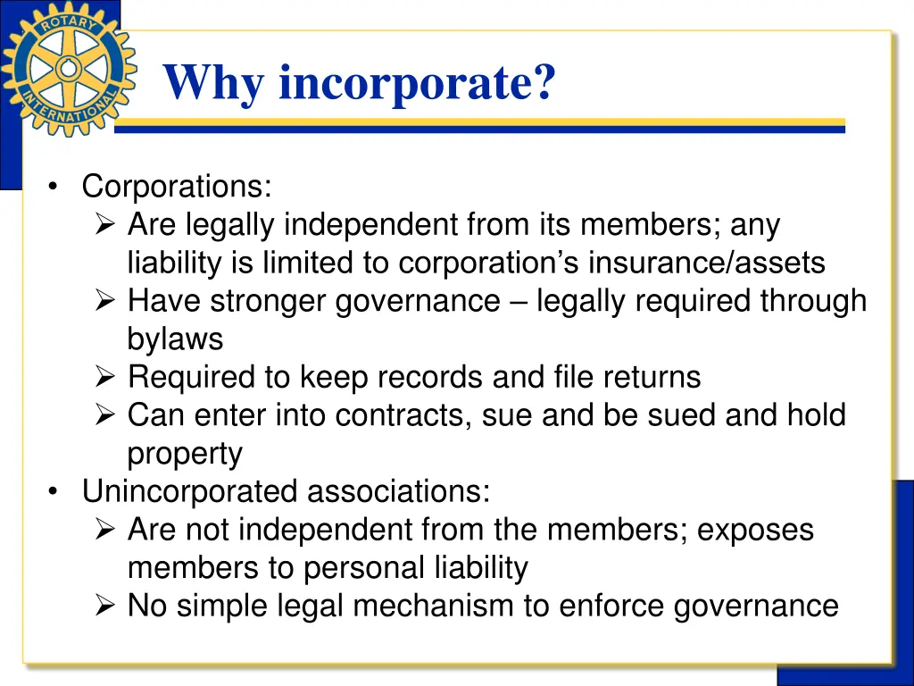 why incorporate