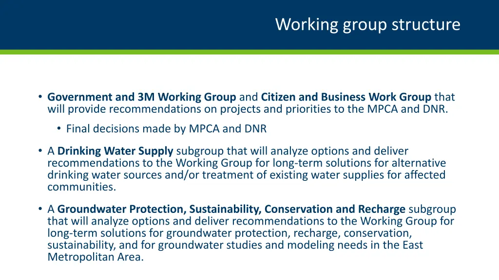 working group structure