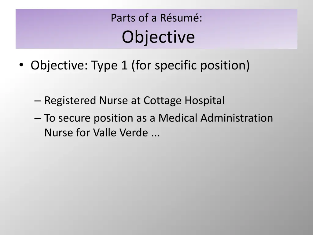 parts of a r sum objective