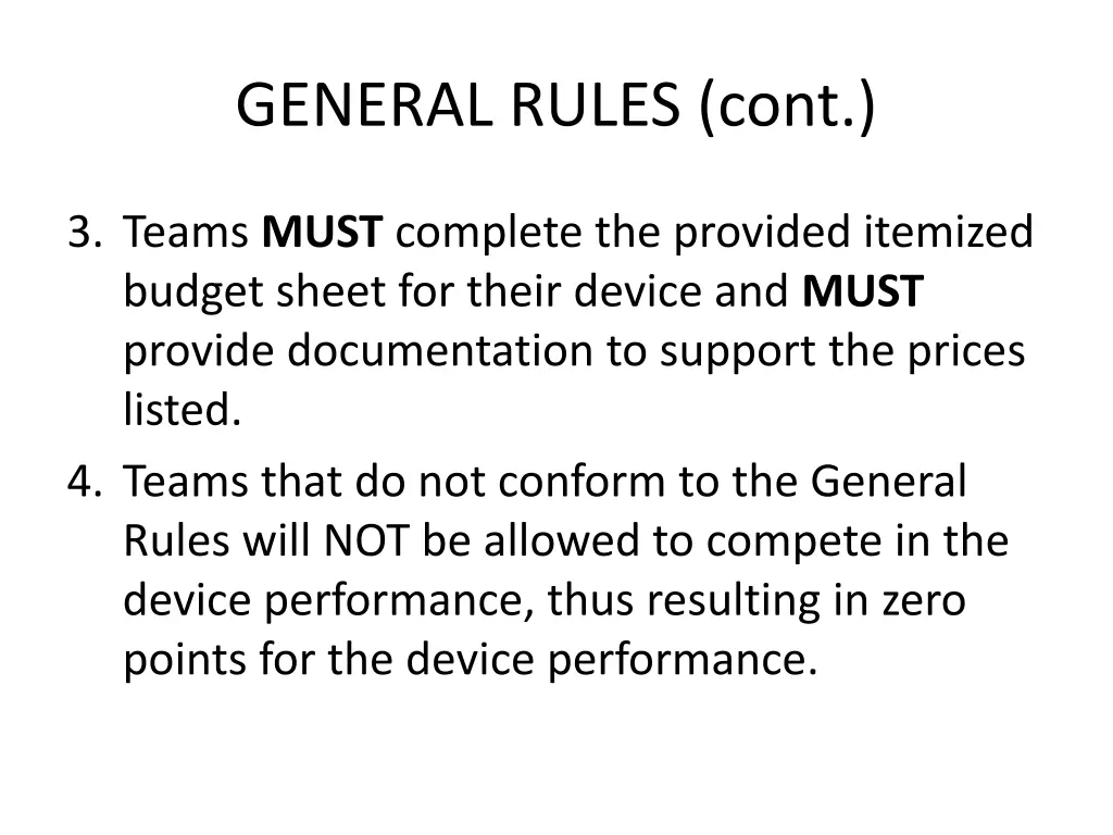 general rules cont