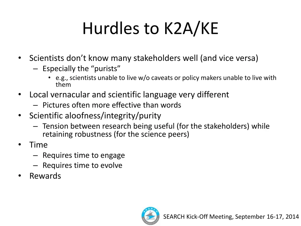 hurdles to k2a ke