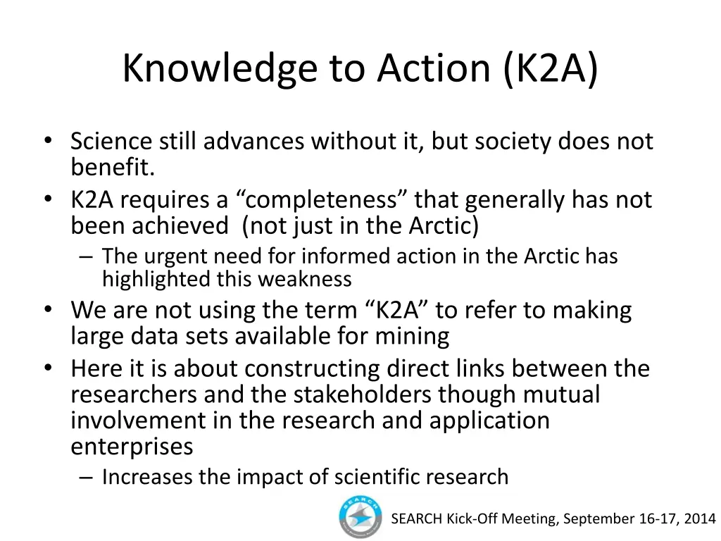 knowledge to action k2a