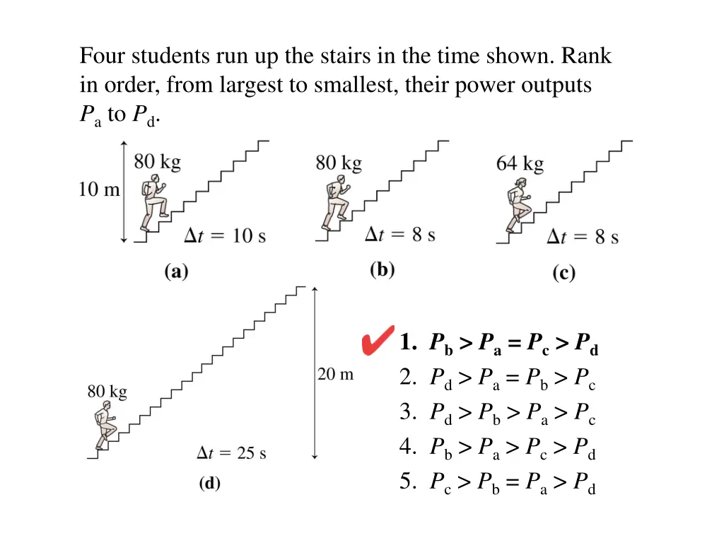 four students run up the stairs in the time shown 2