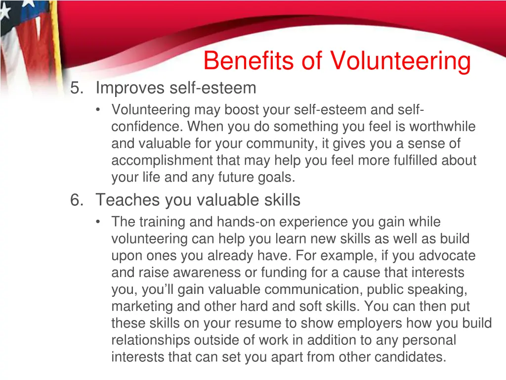 benefits of volunteering 5 improves self esteem