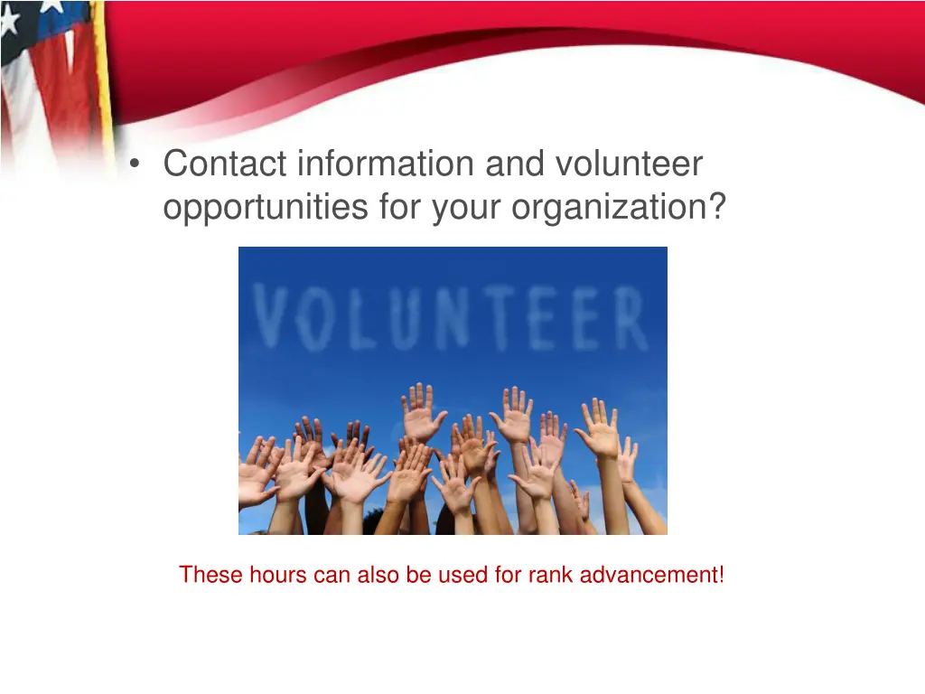 contact information and volunteer opportunities